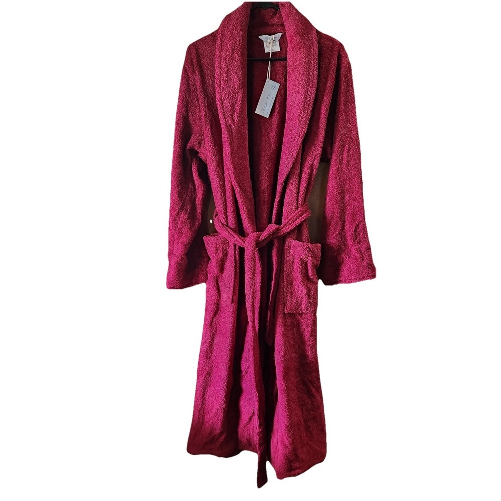 The Company Store Women's Long Robe Red Cotton NWT New Size Large